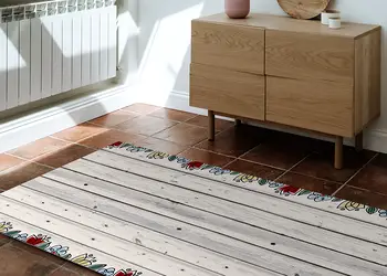 Covor din vinil antiderapant pentru living model Antigua lemn alb 6