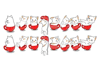 Pisicute in cesti rosii