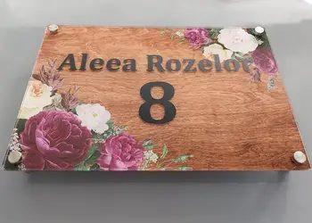 Placuta adresa 3D din acril model floral 1