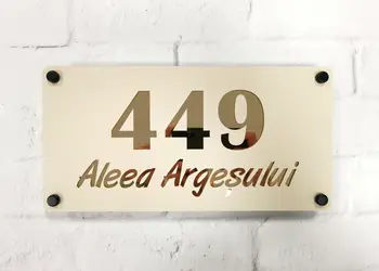 Placuta adresa model bej auriu x1