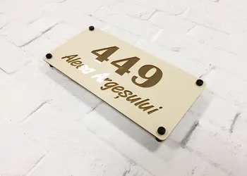 Placuta adresa model bej auriu x1