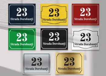 Placuta adresa model clasic bond opt 8 variante de culori text personalizat s1