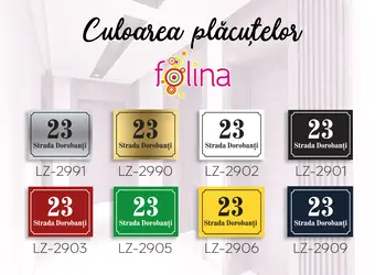 Placuta adresa model clasic bond opt 8 variante de culori text personalizat s1