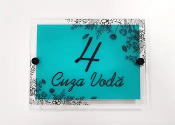 Placuta adresa model floral personalizabil b1