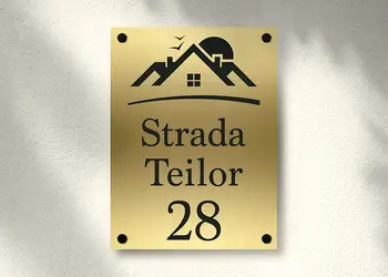 Placuta aurie cu nr si adresa model casa bond auriu model 1 simulare 1