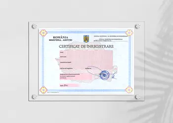 Placuta personalizata certificat de inregistrare simulare 1