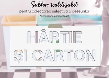 Sablon reutilizabil cu marcaj Hartie si carton pentru colectarea selectiva a deseurilor s1
