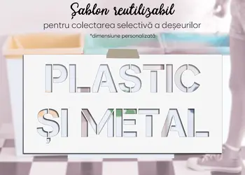 Sablon reutilizabil cu marcaj Plastic si metal pentru colectarea selectiva a deseurilor s1