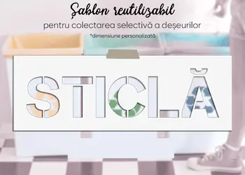 Sablon reutilizabil cu marcaj sticla pentru colectarea selectiva a deseurilor s1