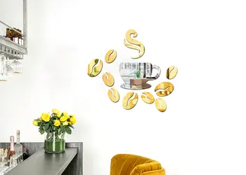 Set 12 piese oglinda acrilica ceasca de cafea si boabe simulare 2