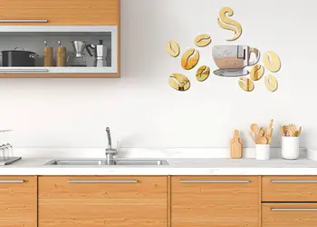 Set 12 piese oglinda acrilica ceasca de cafea si boabe simulare 2