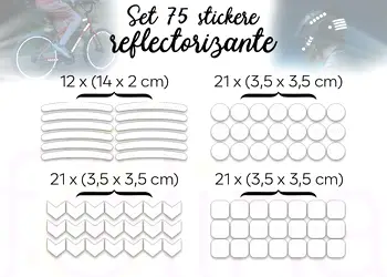 Set 75 stickere reflectorizante pentru imbunatatirea vizibilitatii rutiere 1