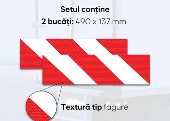 Set benzi reflectorizante autoadezive dungate alb rosu pentru siguranta rutiera s1.2