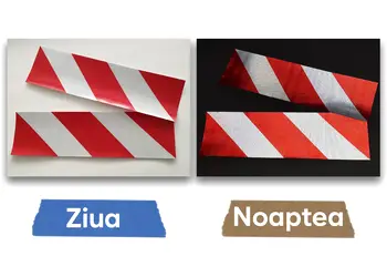 Set benzi reflectorizante autoadezive dungate alb rosu pentru siguranta rutiera s1.2