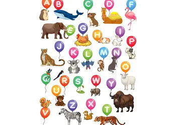 Set stickere educative model alfabet animalute cu baloane X