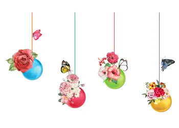 Sticker globuri colorate cu flori
