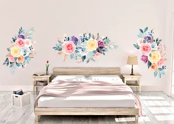 Sticker model floral watercolor pentru perete model flow02