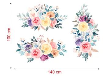 Sticker model floral watercolor pentru perete model flow02