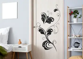 Sticker perete model floral cu fluture 2