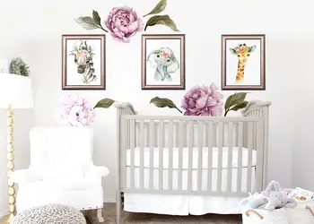 Sticker tablouri animale cu flori simulare 1