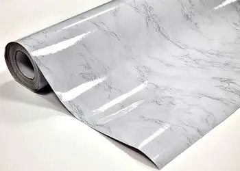 autocolant mobila imitatie marmura gri deschis cu aspect lucios