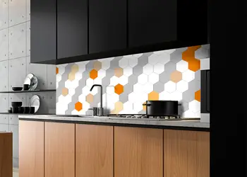 autocolant bucatarie hexagoane bej x