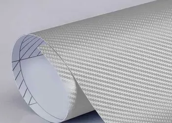 autocolant carbon 3D argintiu