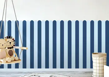 autocolant de perete in doua culori pentru camera copiilor model dungi albastre folina s00