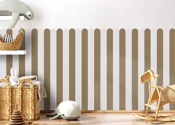 autocolant de perete in doua culori pentru camera copiilor model dungi maro bej folina s00