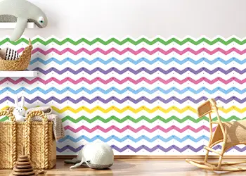 autocolant de perete multicolor pentru camera copiilor model zig zag folina s00