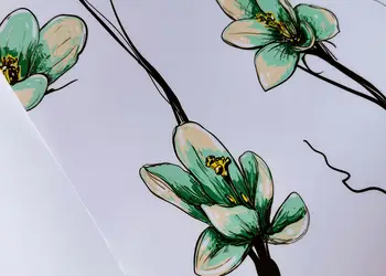 autocolant decorativ folina alb cu model floral verde 100 cm latime