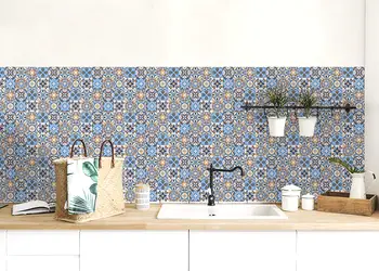 autocolant faianta decorativa karin folina albastru mozaic arabesc rola 67x200cm s0