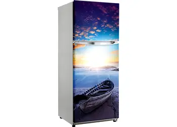 autocolant frigider barca apus