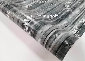 autocolant lemn gri folina cu elemente decorative albe 132 cm latime