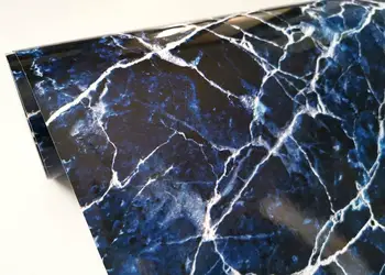 autocolant marmura albastra folina aspect lucios 100 cm latime