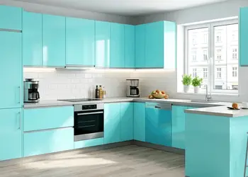 set autocolant mobila bleu pastel lucios cu racleta si cutter