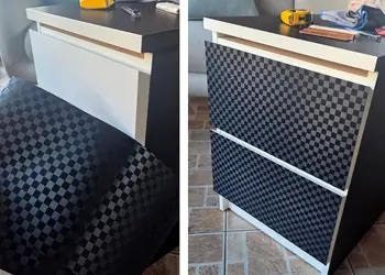 autocolant negru grid carbon