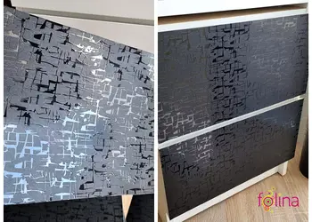 autocolant mobila negru cu model folina