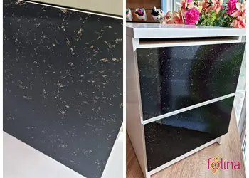 autocolant mobila negru lucios cu insertii bej