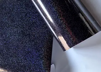 autocolant negru lucios cu glitter multicolor