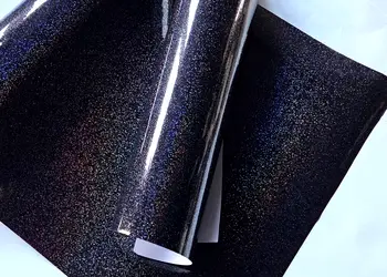 autocolant negru lucios cu glitter multicolor