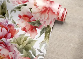 autocolant pentru mobila cu model bujori folina rola 50 200 cm s00