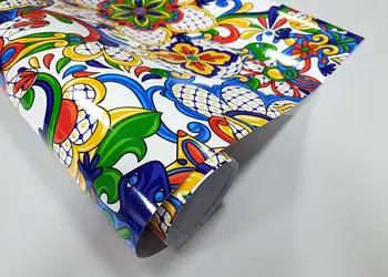 autocolant pentru mobila decorativ folina model floral multicolor s01