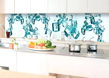 autocolant perete backsplash cuburi gheata albastre