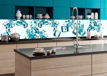 autocolant perete backsplash cuburi gheata albastre