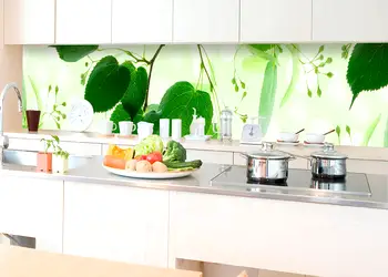 autocolant perete backsplash frunze verzi