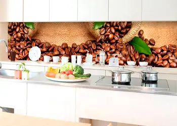 autocolant perete backsplash boabe cafea