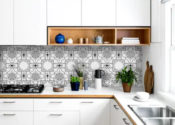 autocolant perete bucatarie imitatie faianta gri