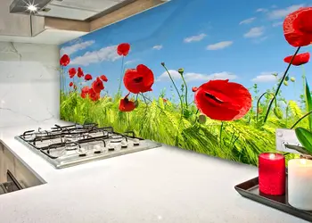 autocolant perete camp cu maci