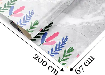 autocolant perete folina marmura gri cu detalii florale amf107 rola s00